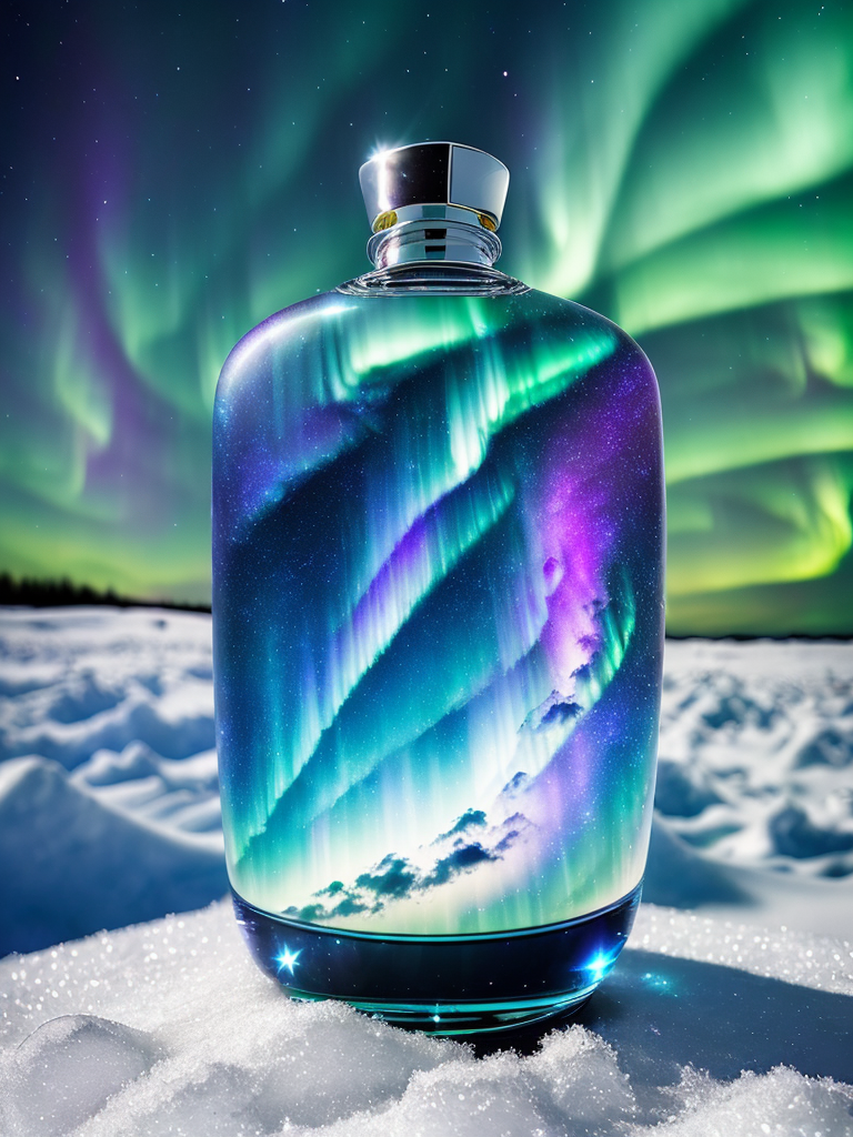 beautiful picture of a galaxy in a perfume bottle,